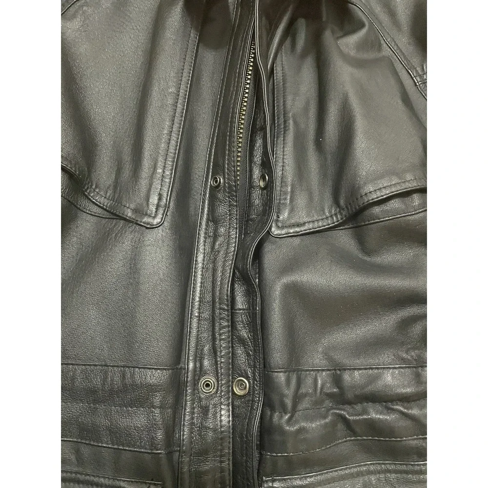 World Alliance Originals Leather Field Jacket Mens Medium Military Cargo Pockets